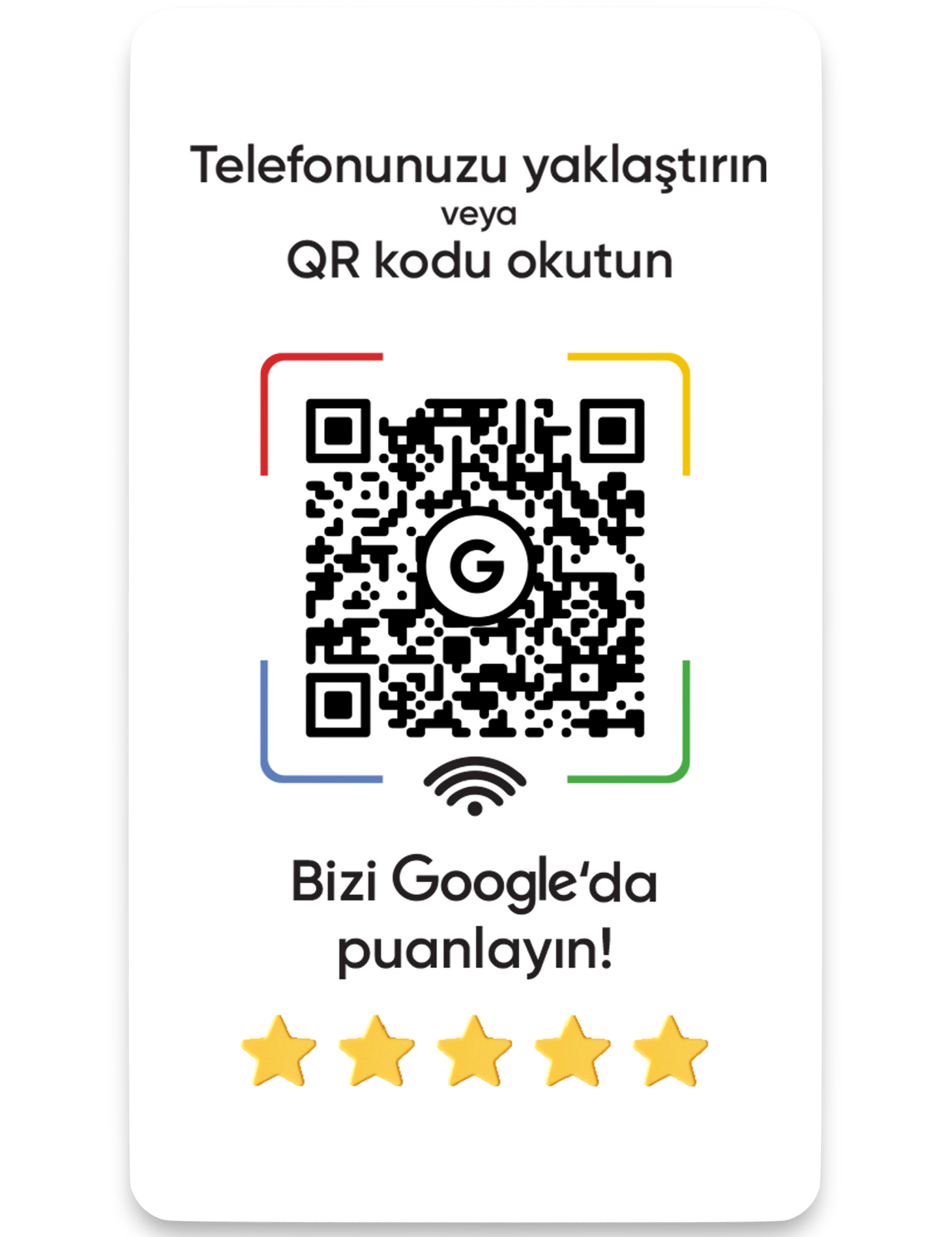 NFC Özellikli Google Yorum Kartı