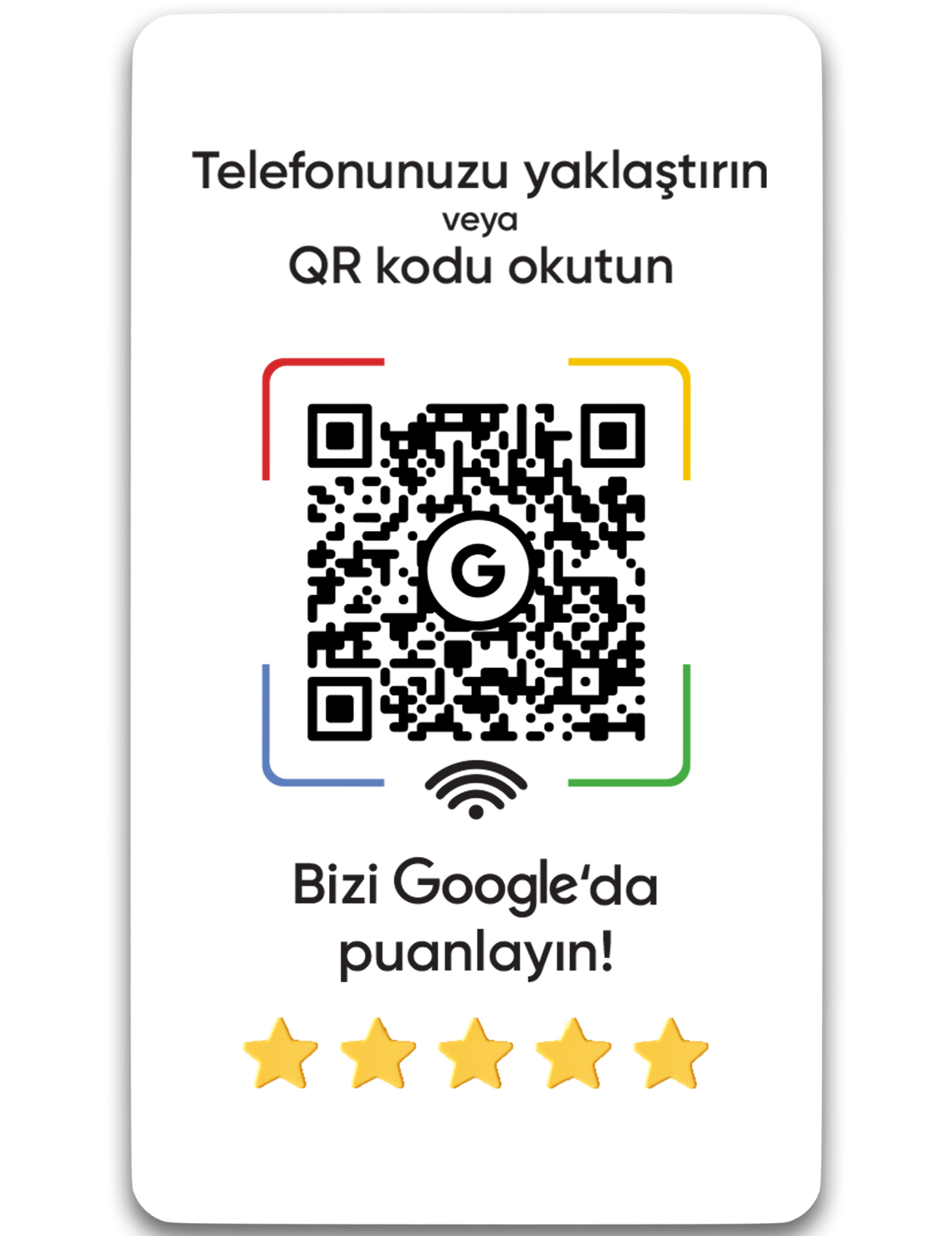 NFC Özellikli Google Yorum Kartı