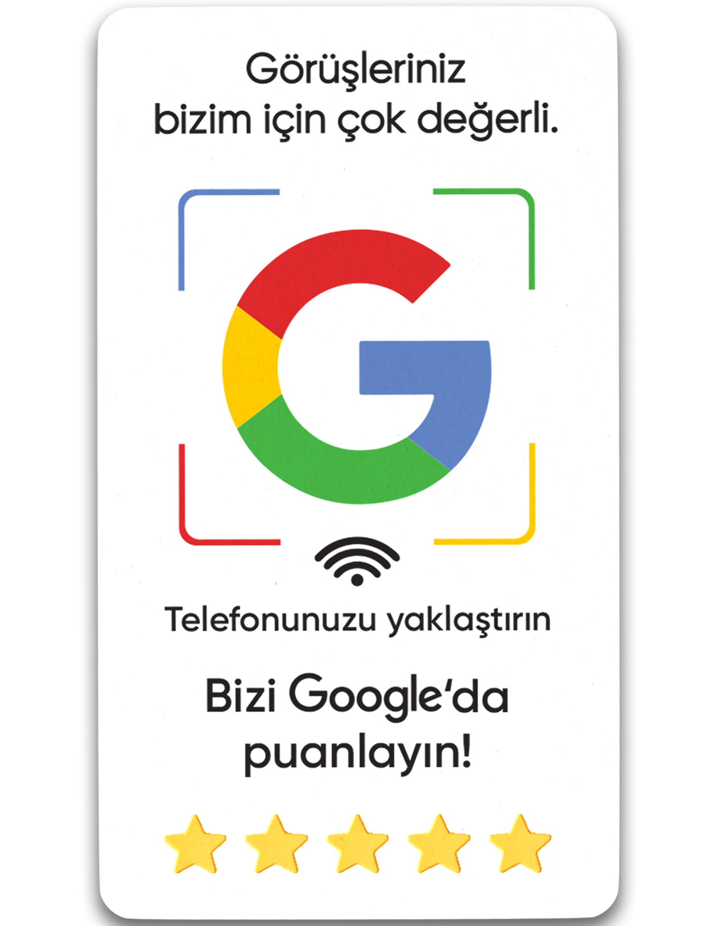 NFC Özellikli Google Yorum Kartı