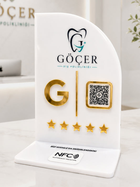 Tek QR & NFC Özellikli Pleksi Stant - Yelken