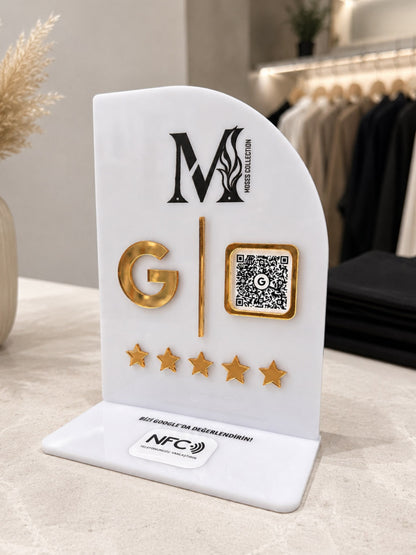 Tek QR & NFC Özellikli Pleksi Stant - Yelken
